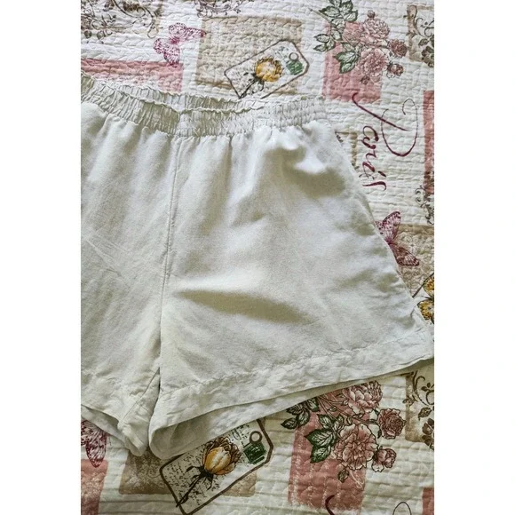 H&M Women's Pull-on Elastic Waist Shorts Linen Blend‎ Pockets Beige Size XL - Picture 2 of 11